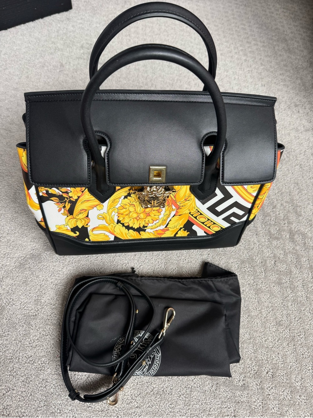 Black & Yellow Floral Top-Handle Women's Satchel
